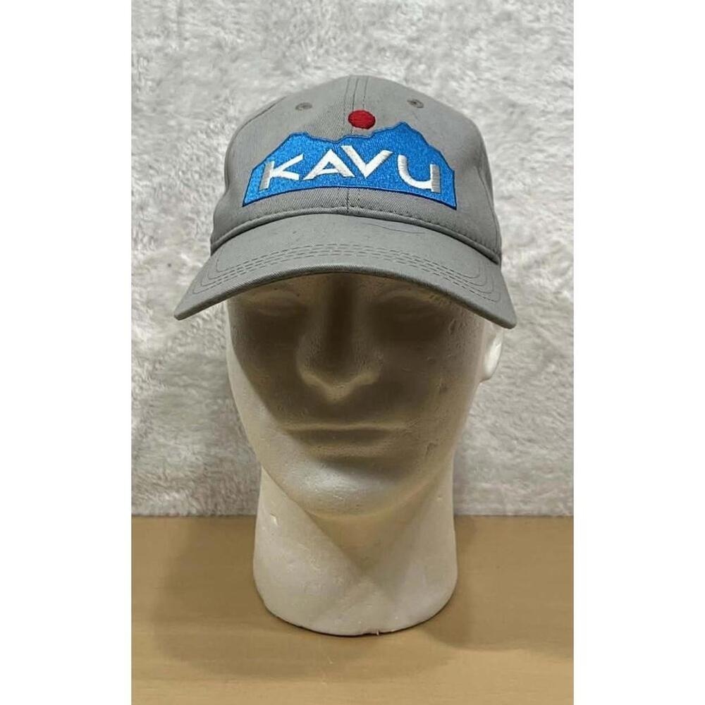 KAVU Gray 100% Cotton Snapback Outdoor Adventure Cap Blue Mountain Logo Hat